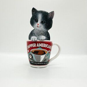 Hamilton Collection Kayomi Harai Coffee Cat Dapper Americano Tuxedo Kitten Cats